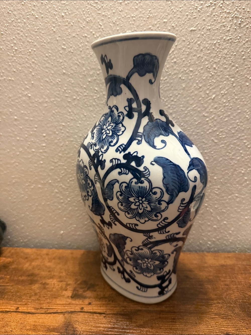 Blue and White Floral Ceramic Vase Approx 11” - Picture 2 of 16